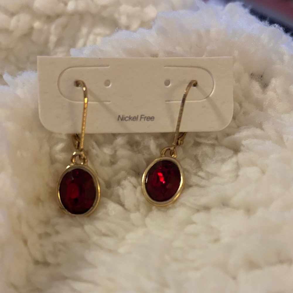 Elegant Gold and Red Drop Earrings